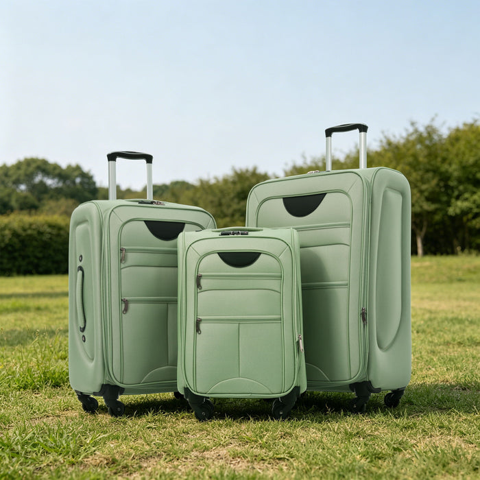 Softside Luggage Expandable 3 Piece Set Upright Spinner Lightweight Suitcase