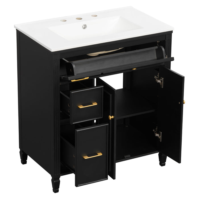 Freestanding Bathroom Vanity With Sink, Soft Close Door, Tip Out Drawer