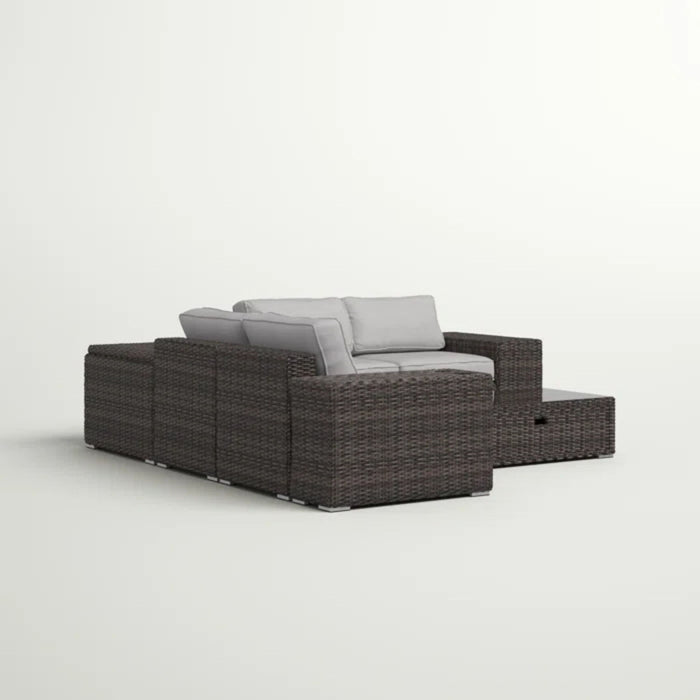 Modern Patio Rattan Sectional Set With Cushions