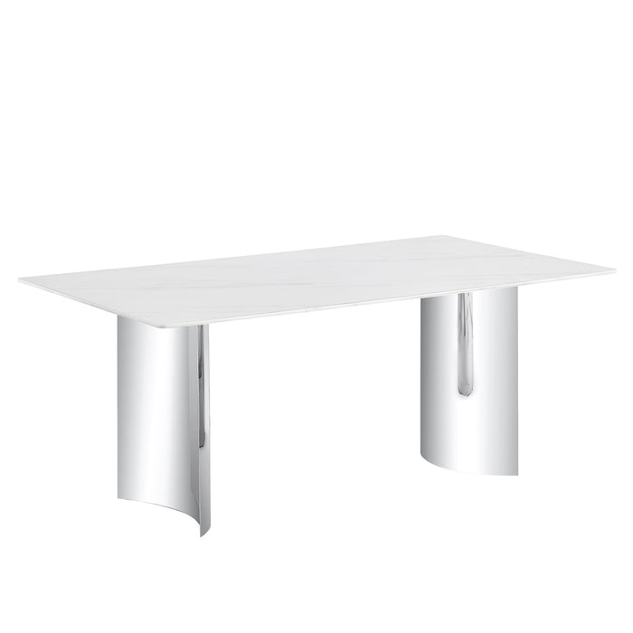 Modern Minimalist Dining Table With Marble Glass Top