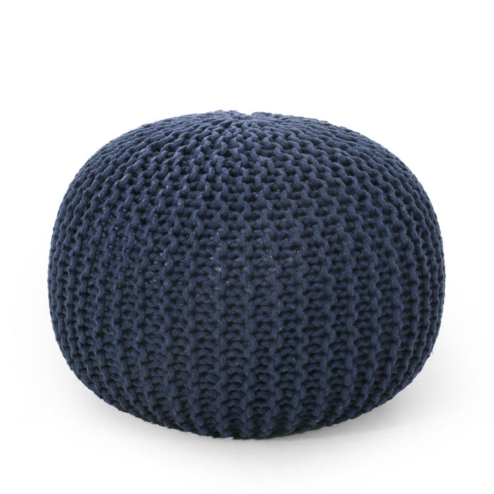 Bordeaux - Knitted Cotton Round Pouf Ottoman, Floor Cushion