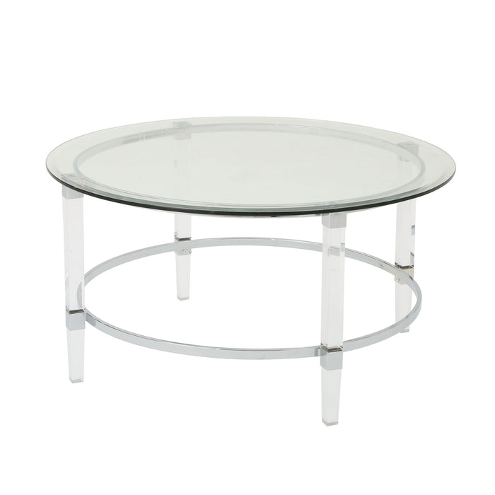 Tempered Glass Round Coffee Table With Four Legs - Clear