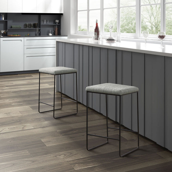 Counter Stool With Faux Seat - Heathered Gray / Matte Black