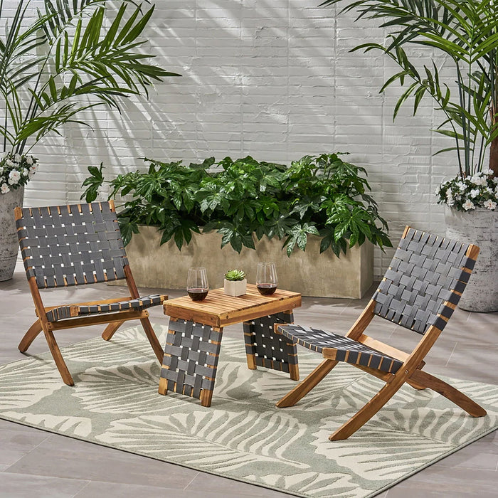 Kayla - Outdoor Foldable 2 Seater Chat Set - Brown / Gray