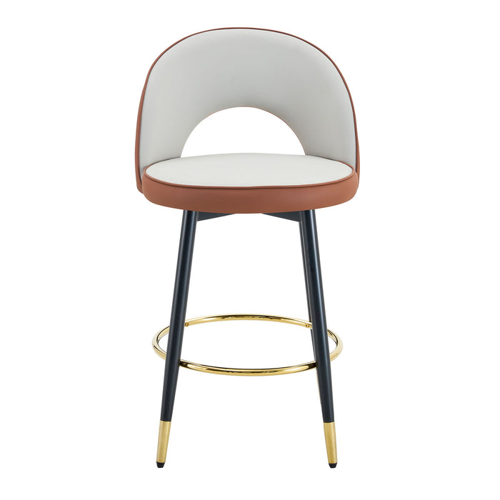 Upholstered Rotatable Bar Chair With Metal Legs For Dining Room