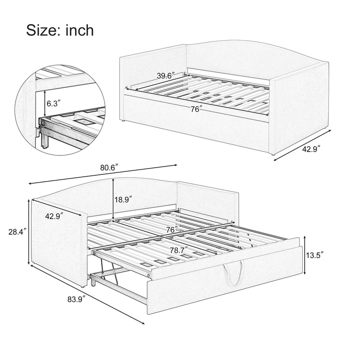 Daybed With Pop Up Trundle, Upholstered Sofa Bed