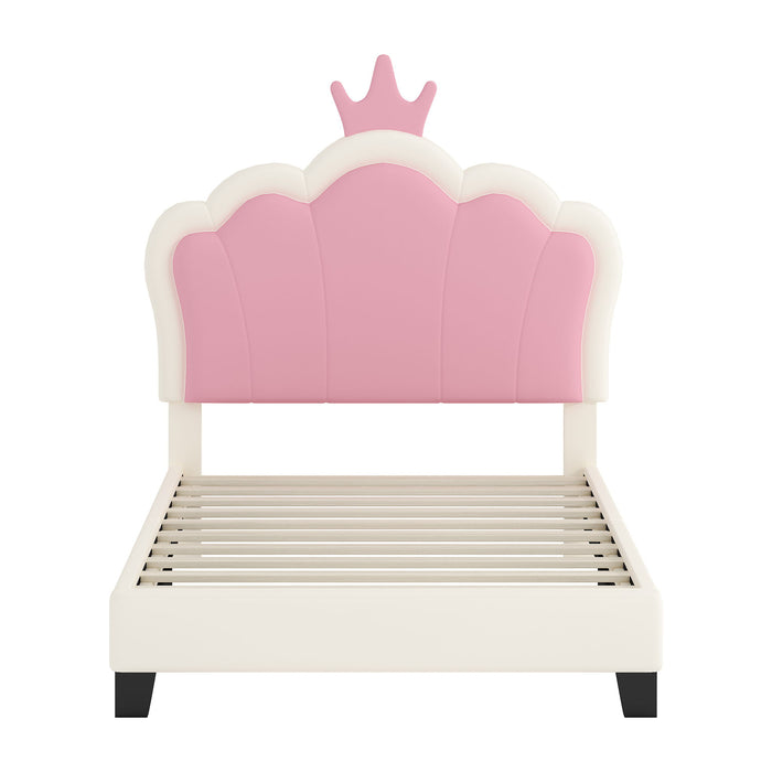 Upholstered Princess Platform Bed With Crown Headboard