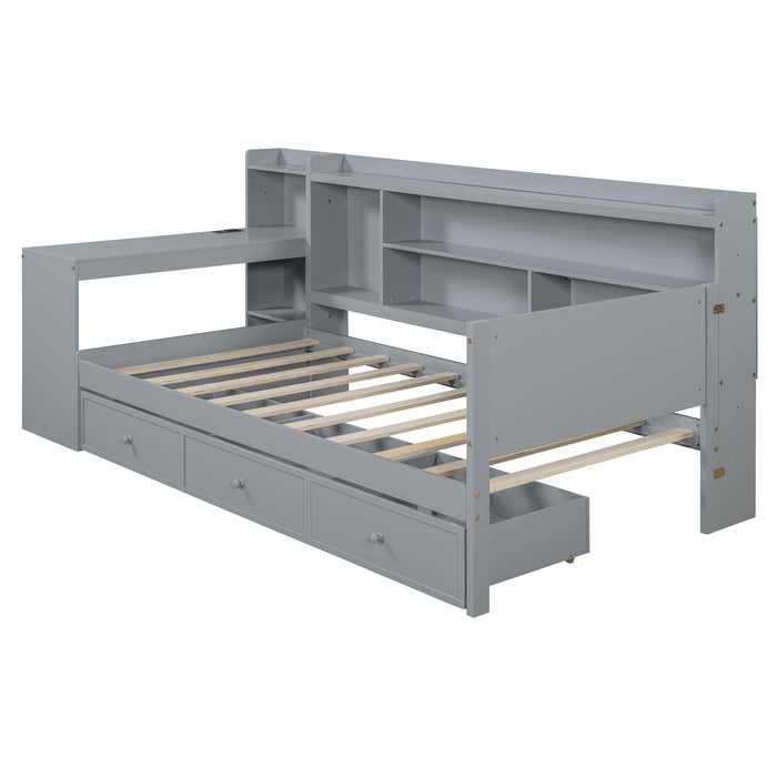 Daybed With 3 Drawers USB Ports And Desk