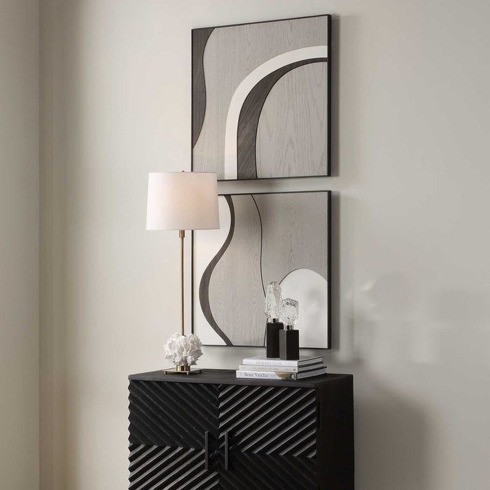 Joel - Modern Wood Wall Art (Set of 2) - Brown / Gray