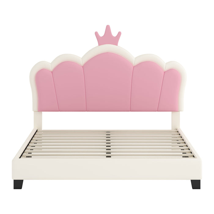 Upholstered Princess Platform Bed With Crown Headboard
