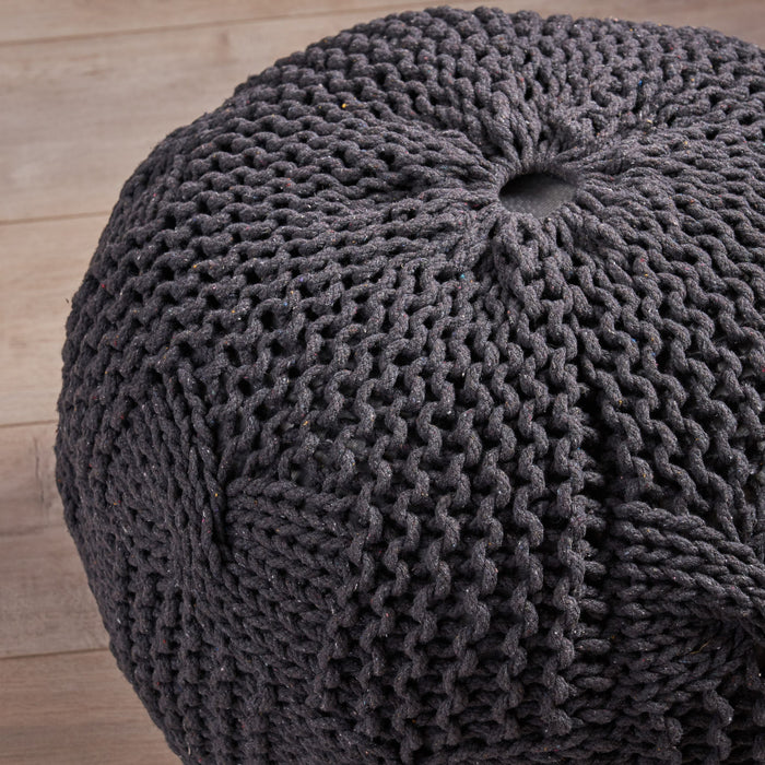 Bordeaux - Knitted Cotton Round Pouf