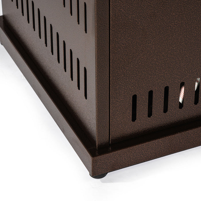 28" Propane Gas Fire Pit Table, 50000 Btu Square Steel Fire Pit For Outside Patio Deck Garden Courtyard - Brown