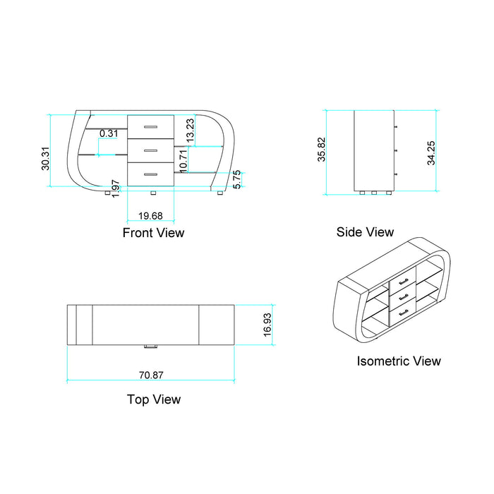Anne - Buffet - White / Gray
