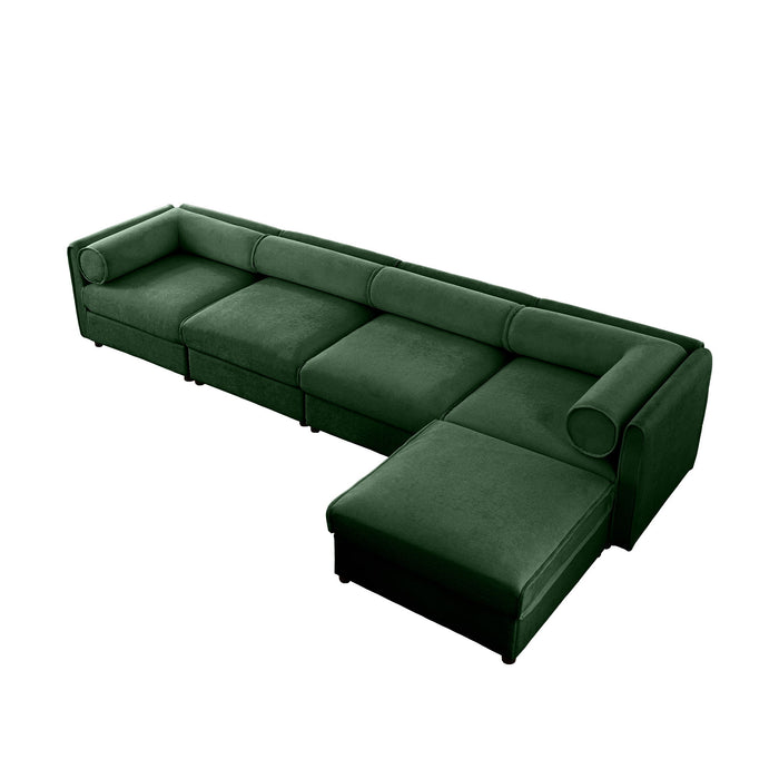 Contemporary Elegant White Chenille Sofa With Storage And Ottoman