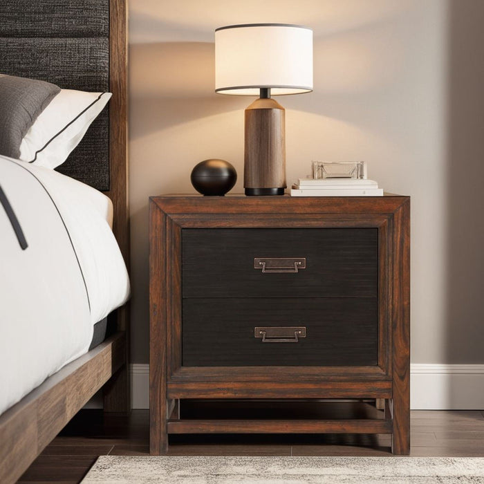 2 Drawer Nightstand, 2 Tone - Brown