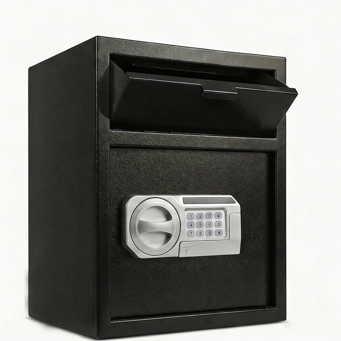 Safe With Drop Slot For Cash Deposits, Multi Scene Safe For Office - Black