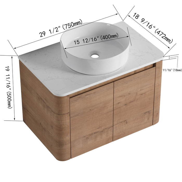 Wall Mounted Bathroom Vanity & Art Sink & 1 Soft Close Door