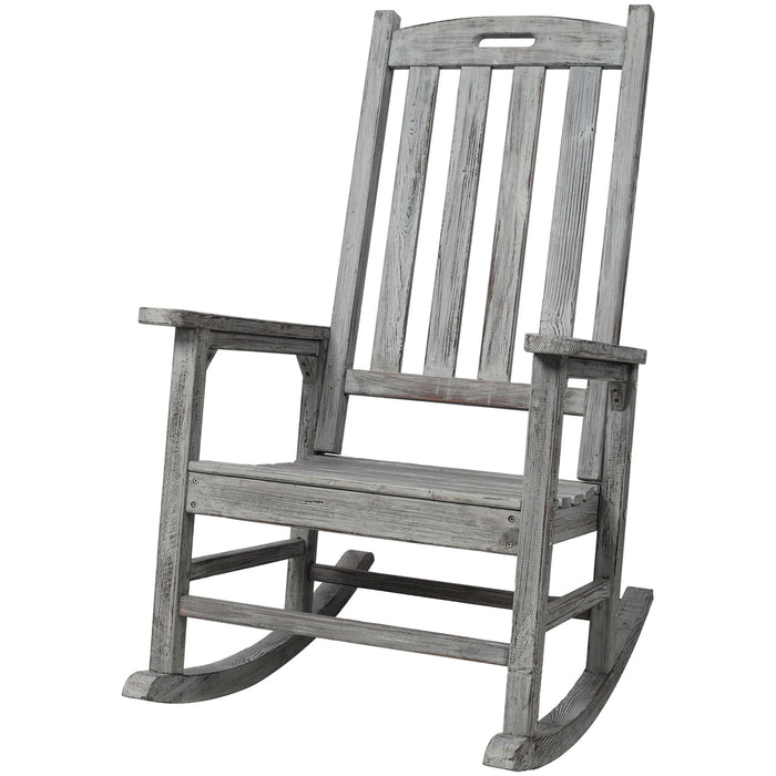 Oversized Porch Rocker Chair With Wide Seat And Tall Backrest