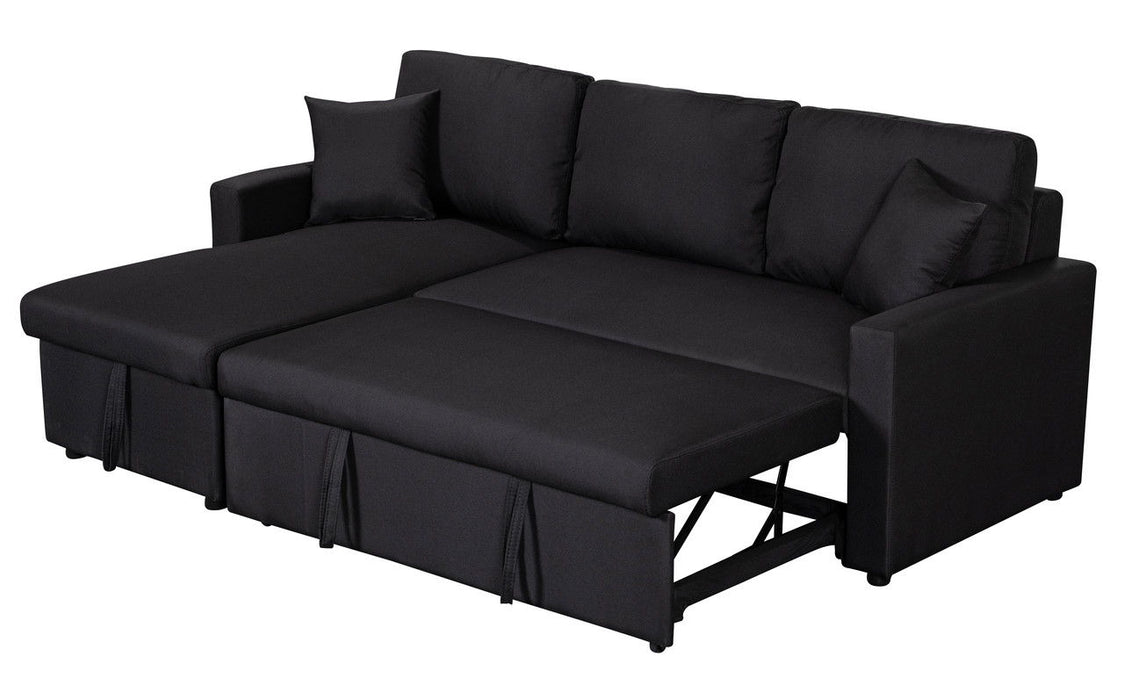 Paisley - Fabric Reversible Sleeper Sectional Sofa With Storage Chaise