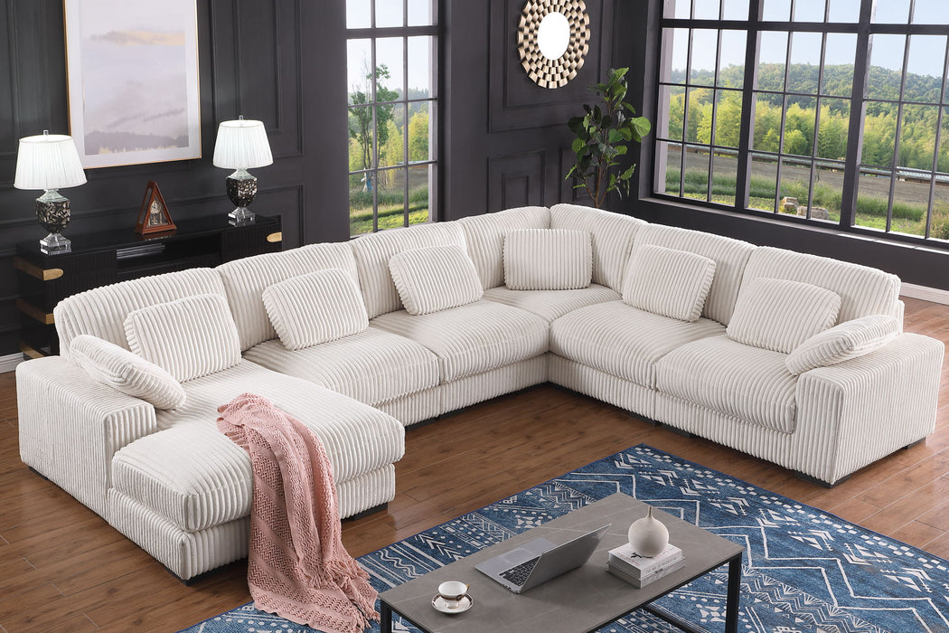 Nadine - Corduroy Modular Corner Sectional Sofa With Left Facing Chaise
