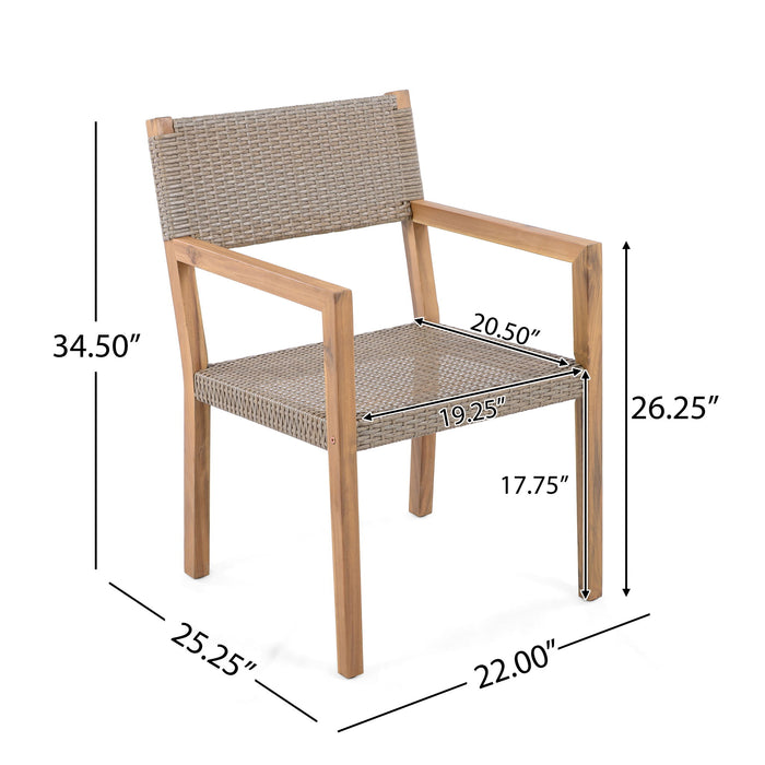 Outdoor Dining Chairs For Patios, Gardens (Set of 2) - Light Brown Multi / Light Teak