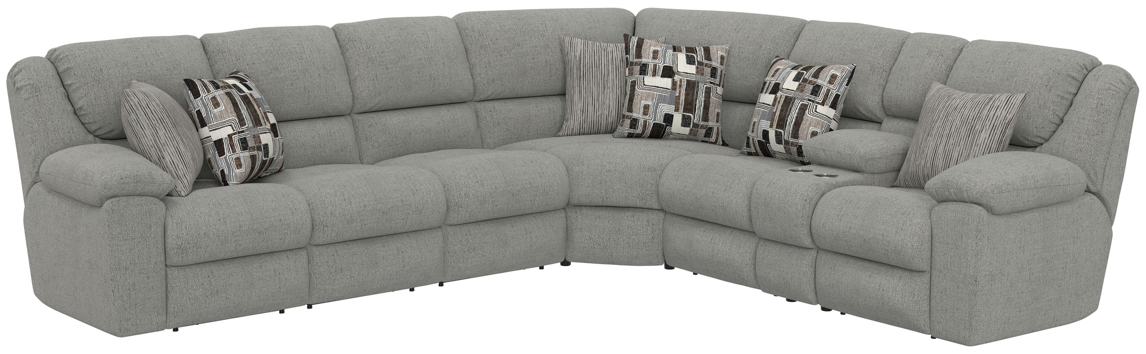 Quinn - 3 Piece Reclining Sectional With 4 Reclining Seats, Storage Arms, Storage Console With Lights, And Drop Down Table - Nature