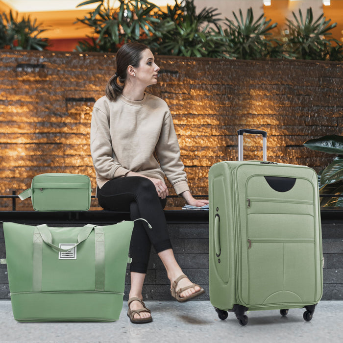 Softside Luggage Expandable Set With Duffel Bag Upright Spinner