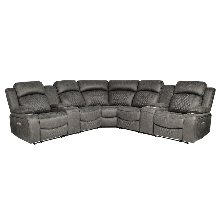 Power Motion Reclining Sectional Set With Console