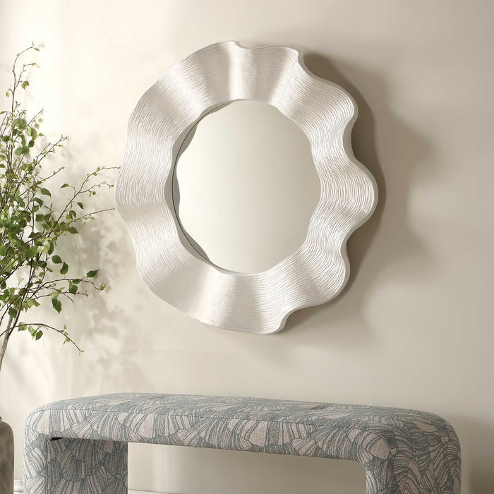 Wave Length - Round Mirror - White