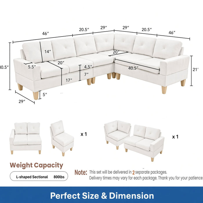 Modular L - Shaped Sectional Sofa 6 Seater 4 Piece Couch With Chaise