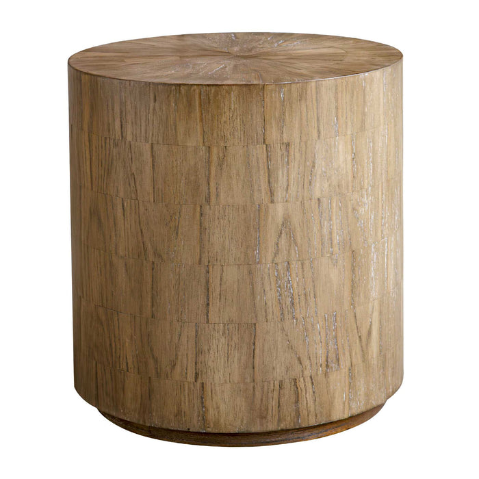 Nevis - Wood Cylinder Side Table - Woodtone
