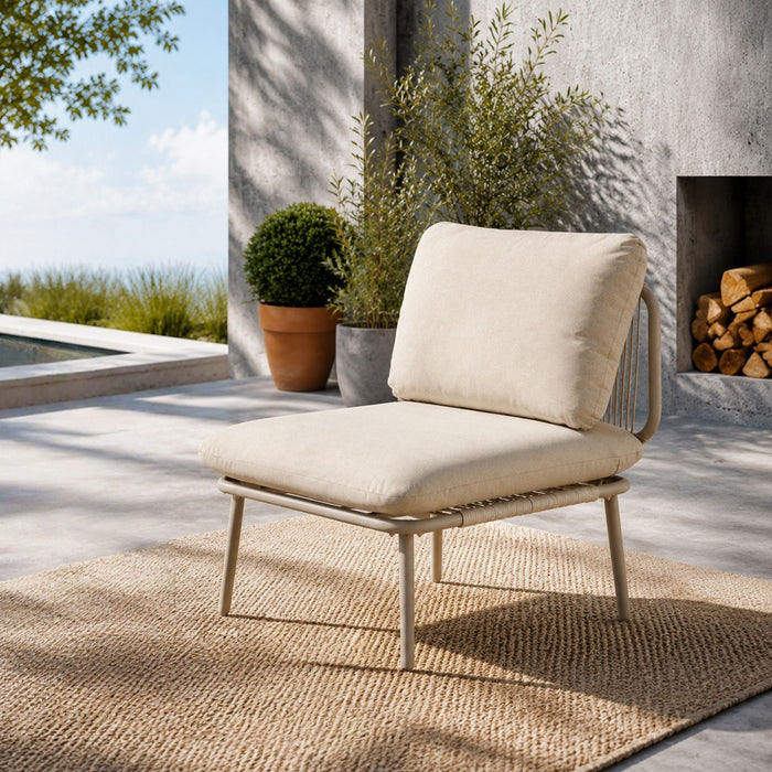 Modular Patio Armless Sofa Chair With Thick Cushion - Off White