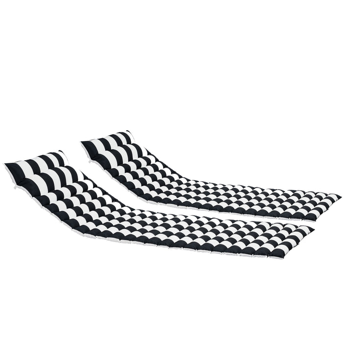 Outdoor Lounge Chairs (Set of 2), Cushion Replacement Patio Funiture Seat Cushion Chaise Lounge Cushion - Black / White