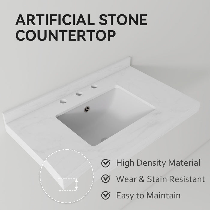 Basin Sink, 0.6" Ultra Thin Profile, Triple Faucet Holes, Sink Only