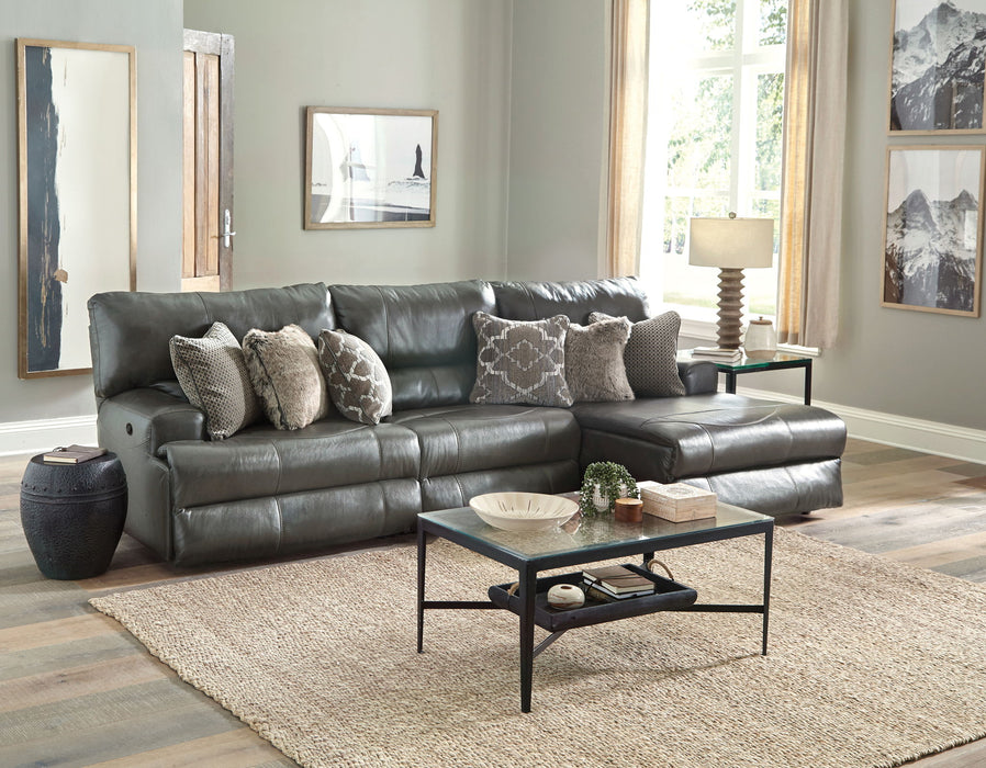 Como - 3 Piece Italian Leather Match Reclining Sectional