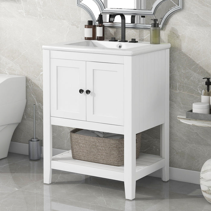 Modern Bathroom Vanity With Sink And Open Shelf