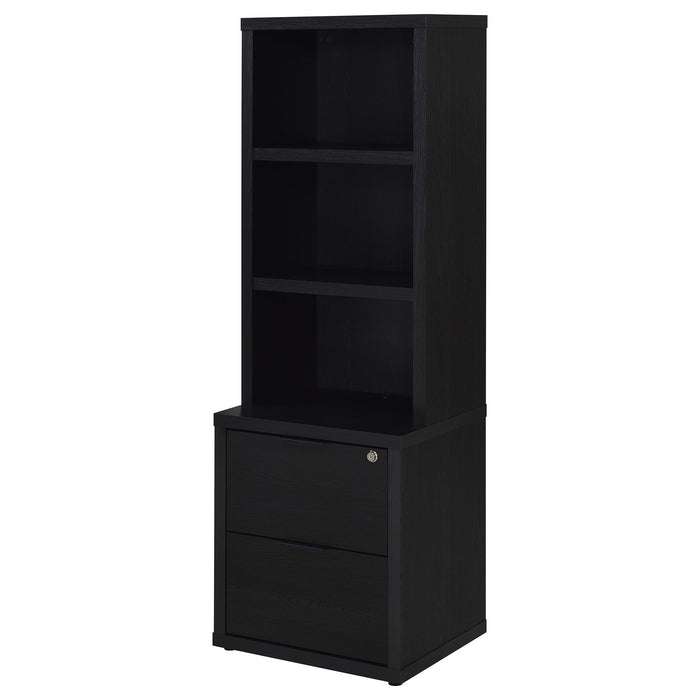 Multifunctional Bookcase With Three Open Shelves, 2 Drawers, Dual USB Charging Outlet