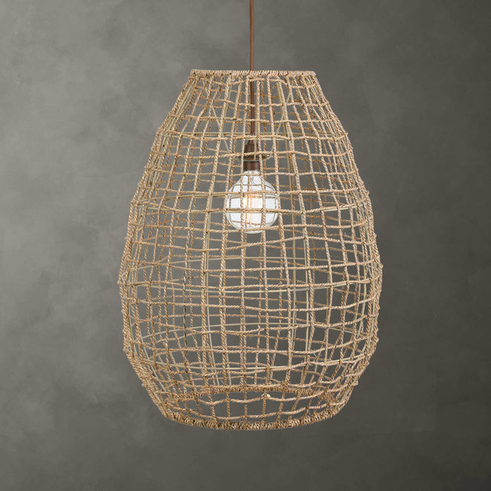 Cross - Weave 1 Light Pendant - Beige