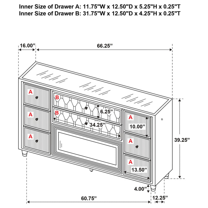 Mika - 8 Drawer LED Fireplace Dresser