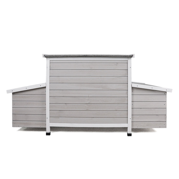 Large Chicken Coop Outdoor Hen House With 2 Sides Nesting Boxes - Gray / White Matte