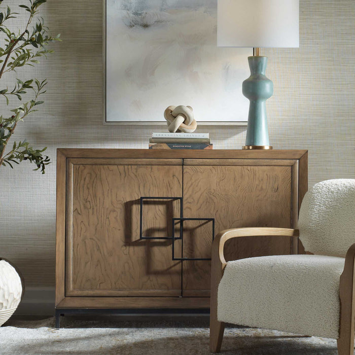 Paltrow - Burl 2 Door Cabinet - Woodtone