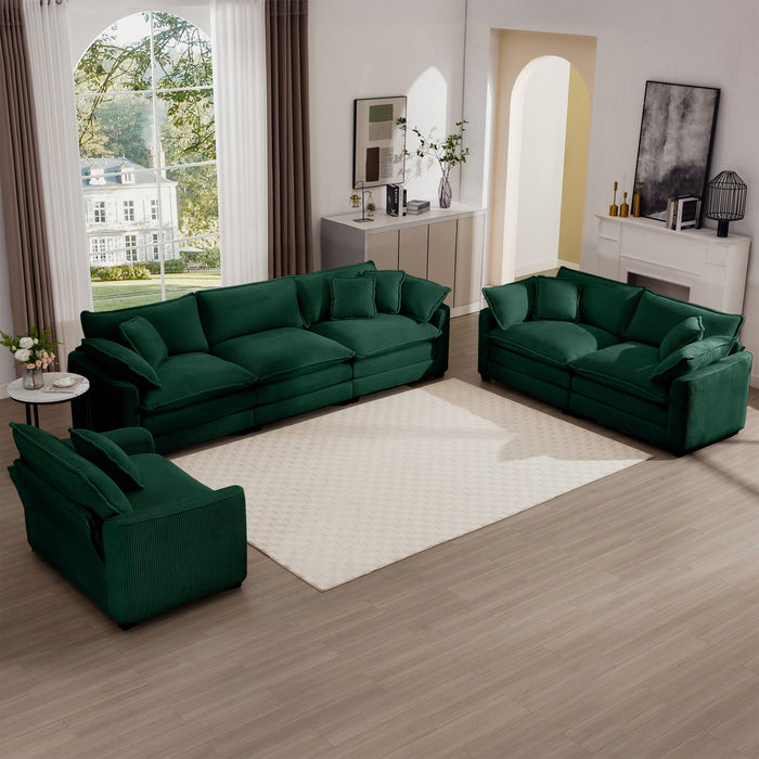 Elegant Corduroy Oversized Sectional Sofa Set With Deep Seats And Flexible Layout