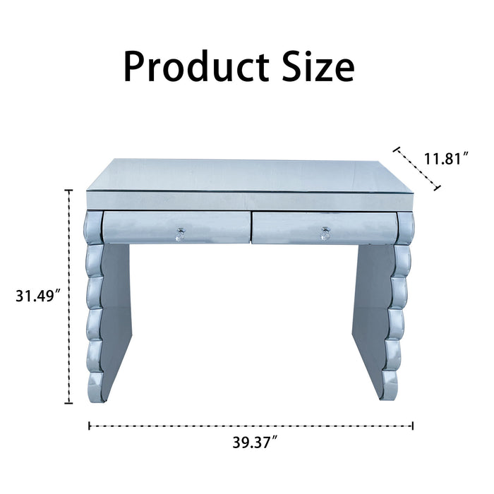 Console Table With 2 Drawers For Living Room - Silver