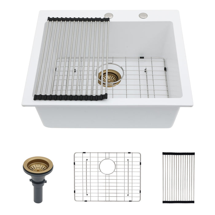 Quartz Kitchen Sink, Granite Composite, Drop In Sink With Durable Design