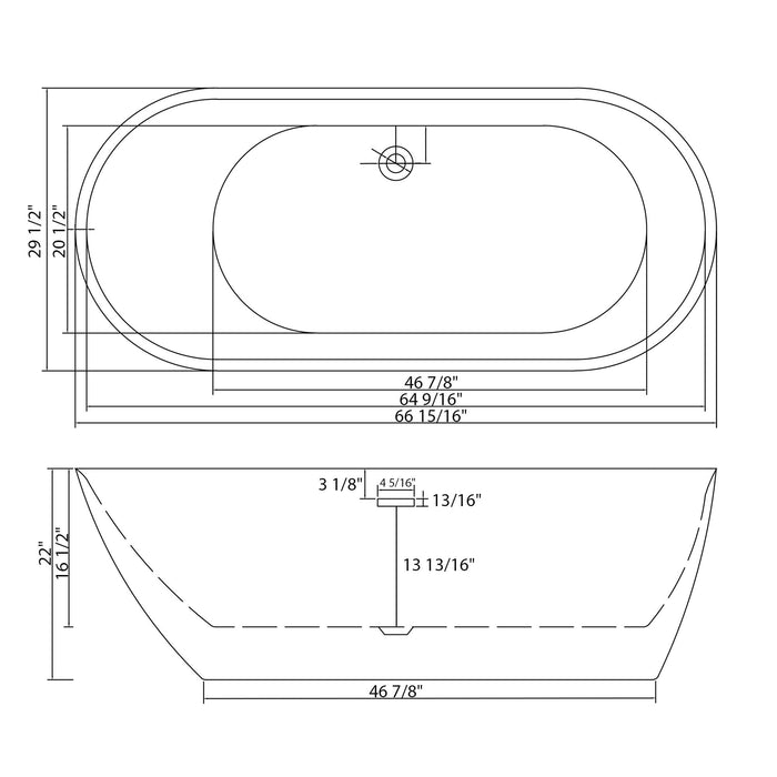 Glossy Freestanding Bathtub With Chrome Pop Up Drain