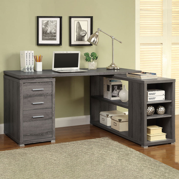 Transitional L Shape Computer Desk With Multiple Storage And Built In File Cabinet
