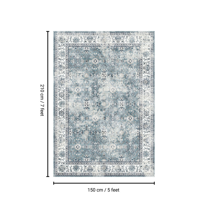 Toucan - 5' X 7' Washable Non - Slip Area Rug, Elegant Design - Silver