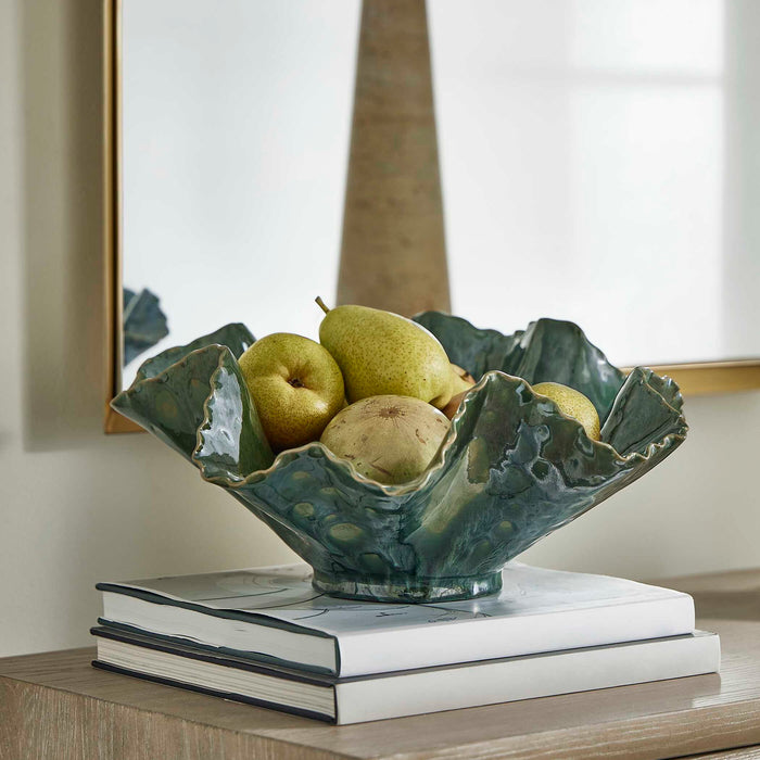 Verdant Bloom - Outdoor Bowl - Emerald Green