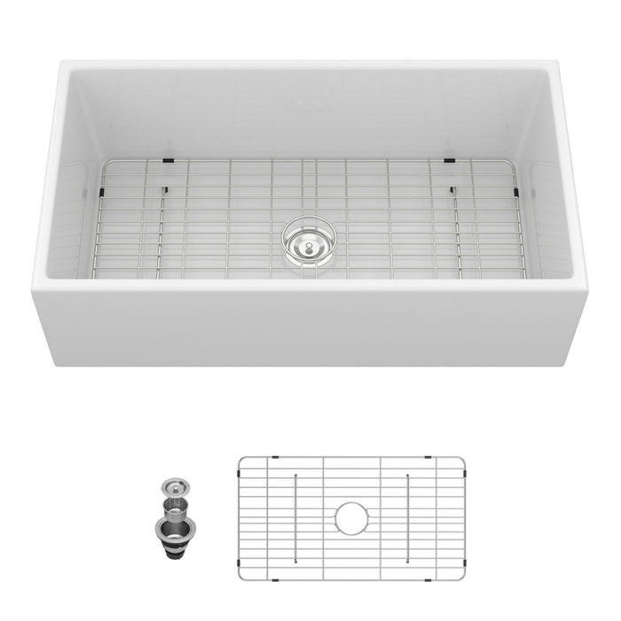 Farmhouse Sink, Apron-Front Porcelain Ceramic Single Bowl