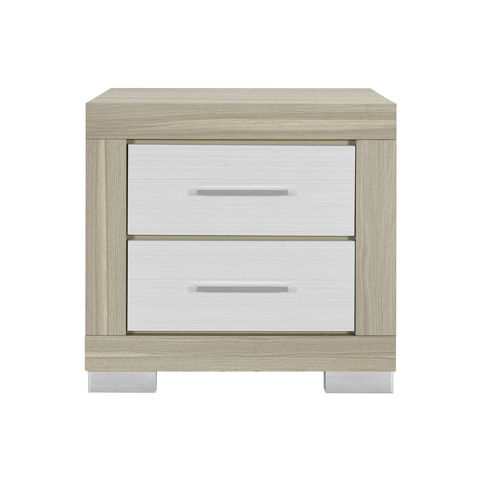 Elsa - 2 Toned Nightstand With Bar Handle And Spacious Drawers